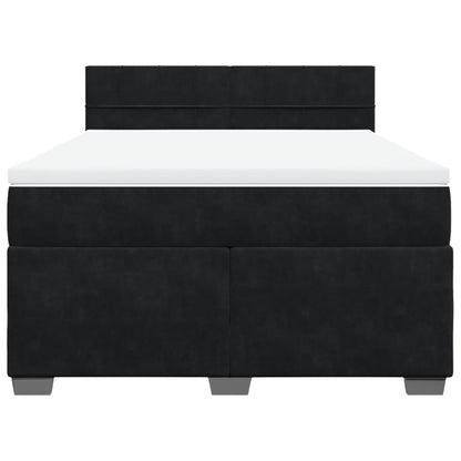 Giroletto a Molle con Materasso Nero 160x200 cm in Velluto