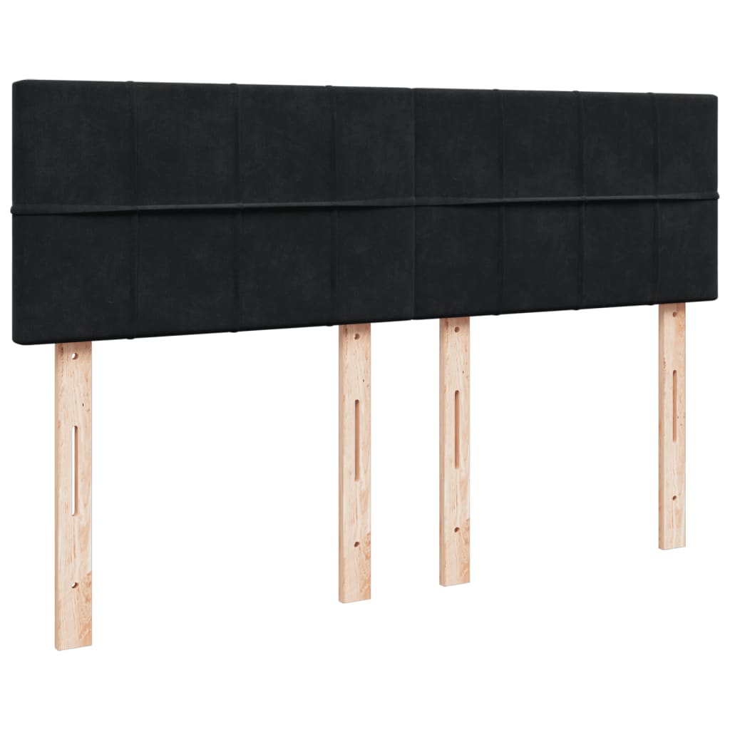 Giroletto a Molle con Materasso Nero 160x200 cm in Velluto