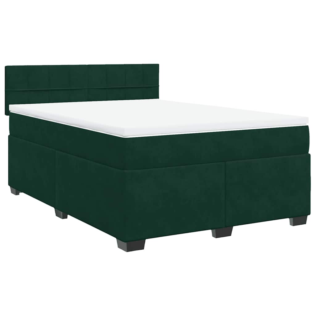 Giroletto a Molle con Materasso Verde Scuro 160x200 cm Velluto