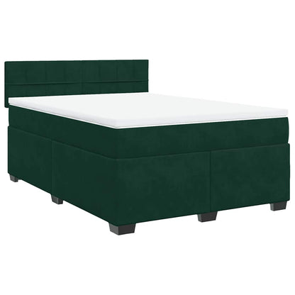 Giroletto a Molle con Materasso Verde Scuro 160x200 cm Velluto