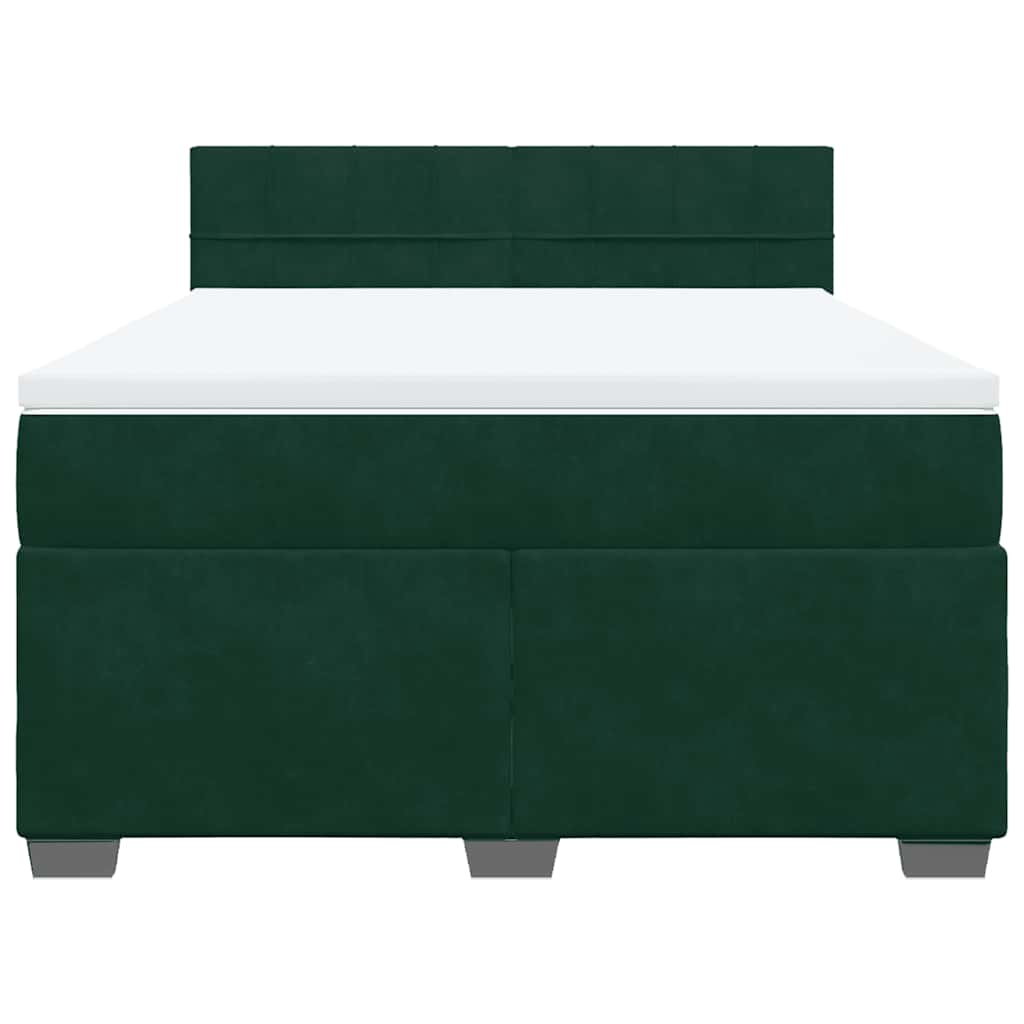 Giroletto a Molle con Materasso Verde Scuro 160x200 cm Velluto