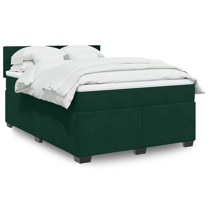 Giroletto a Molle con Materasso Verde Scuro 160x200 cm Velluto
