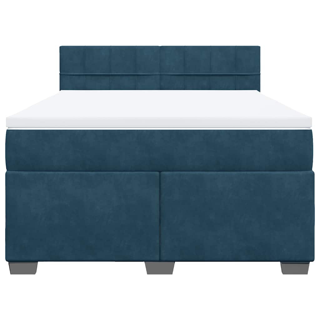 Giroletto a Molle con Materasso Blu 160x200 cm in Velluto
