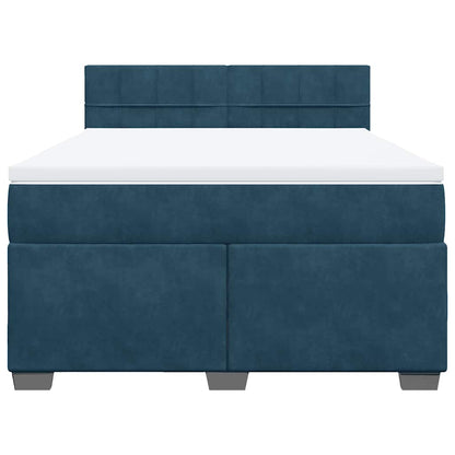 Giroletto a Molle con Materasso Blu 160x200 cm in Velluto