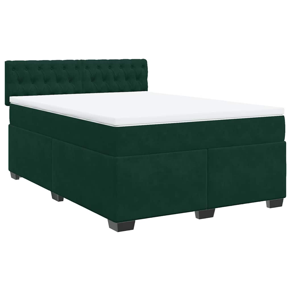 Giroletto a Molle con Materasso Verde Scuro 160x200 cm Velluto