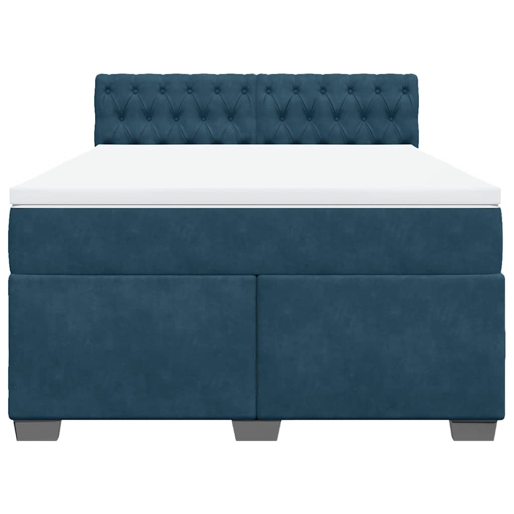 Giroletto a Molle con Materasso Blu 160x200 cm in Velluto