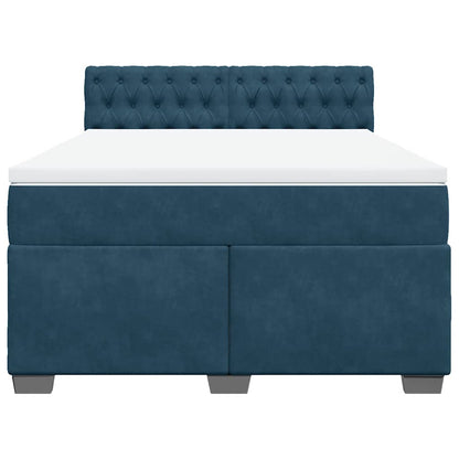 Giroletto a Molle con Materasso Blu 160x200 cm in Velluto