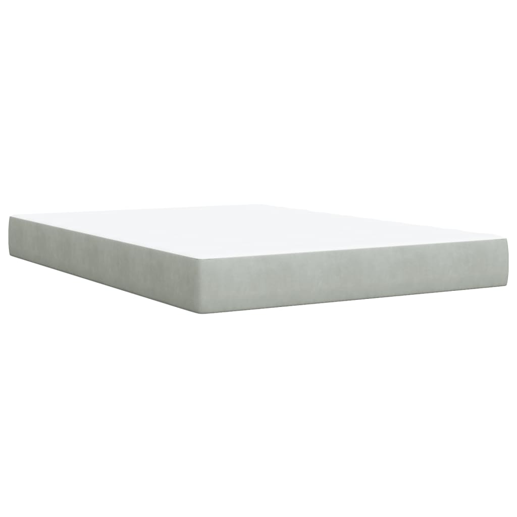 Giroletto a Molle con Materasso Grigio Chiaro 160x200cm Velluto