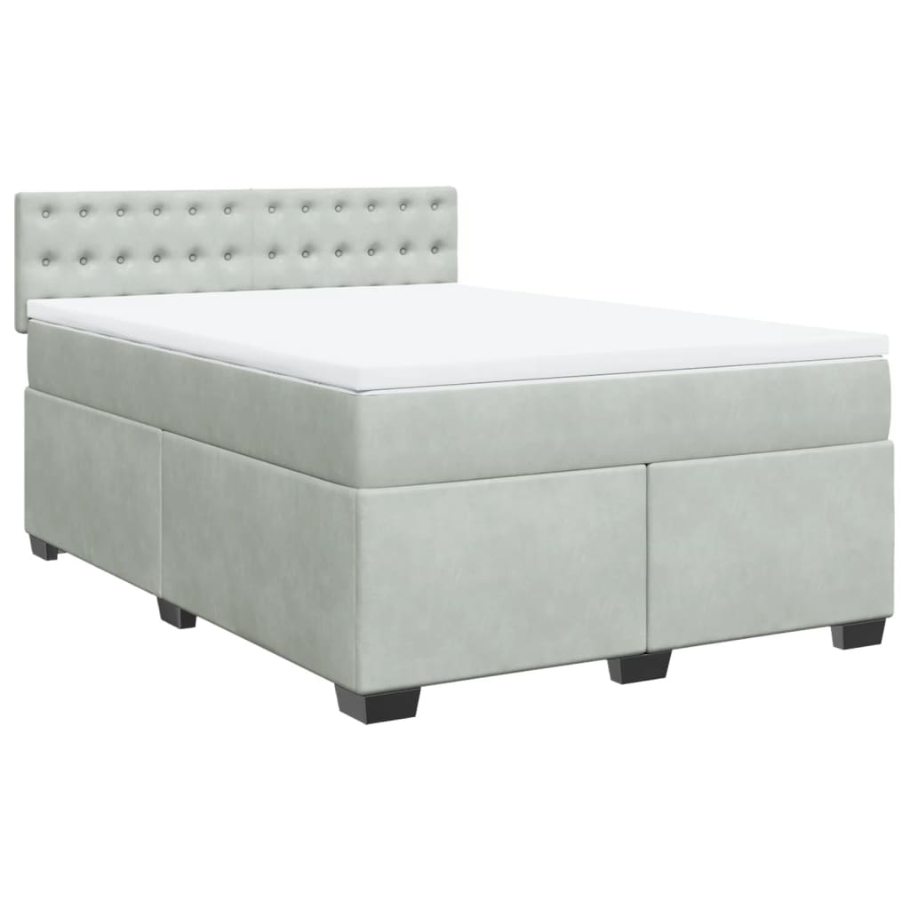 Giroletto a Molle con Materasso Grigio Chiaro 160x200cm Velluto