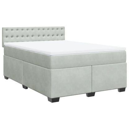 Giroletto a Molle con Materasso Grigio Chiaro 160x200cm Velluto