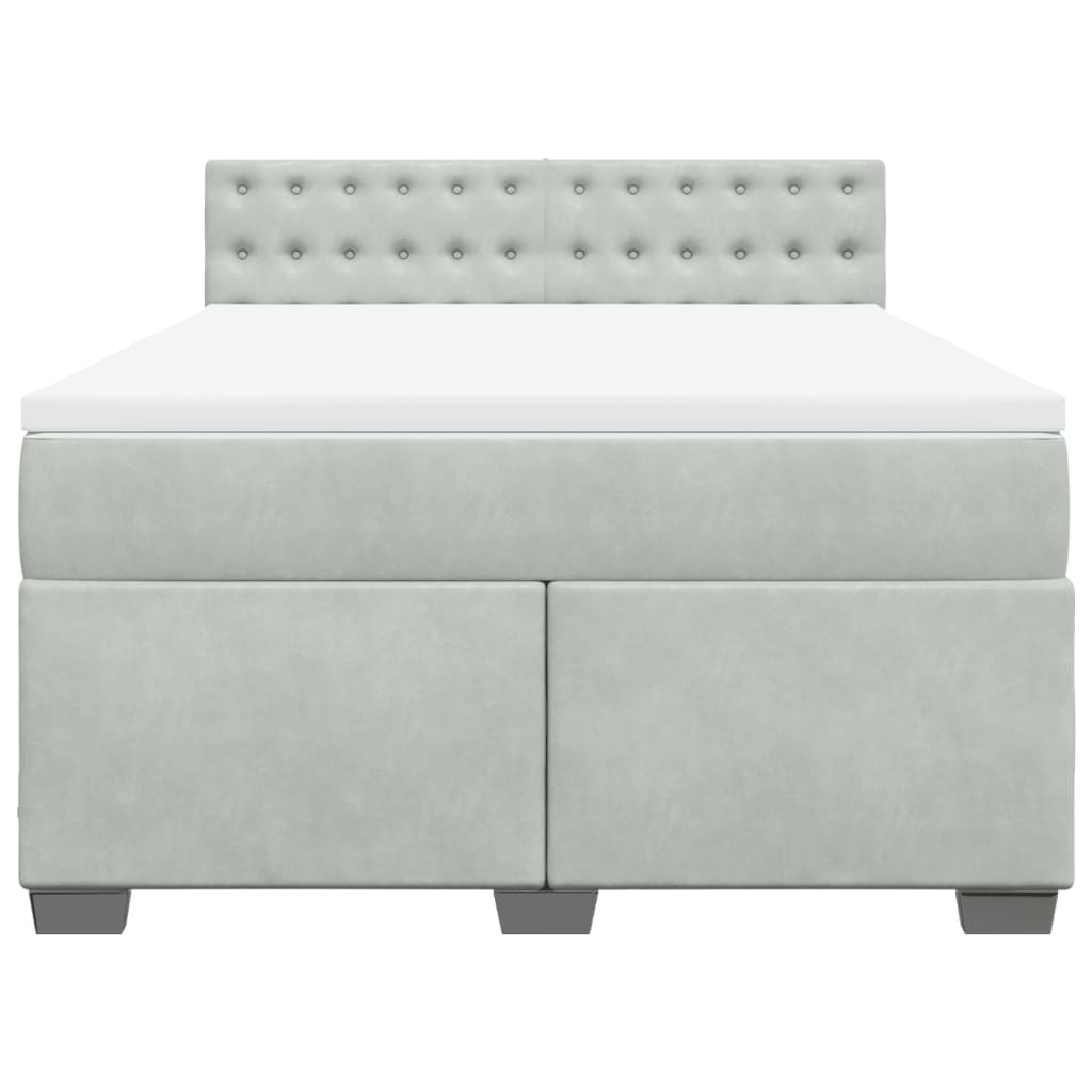 Giroletto a Molle con Materasso Grigio Chiaro 160x200cm Velluto