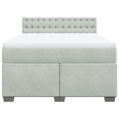 Giroletto a Molle con Materasso Grigio Chiaro 160x200cm Velluto
