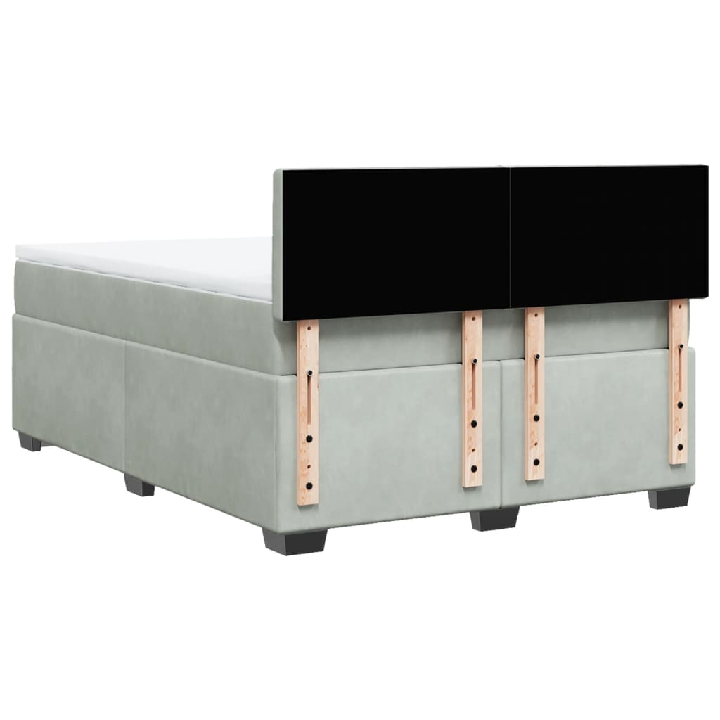 Giroletto a Molle con Materasso Grigio Chiaro 160x200cm Velluto