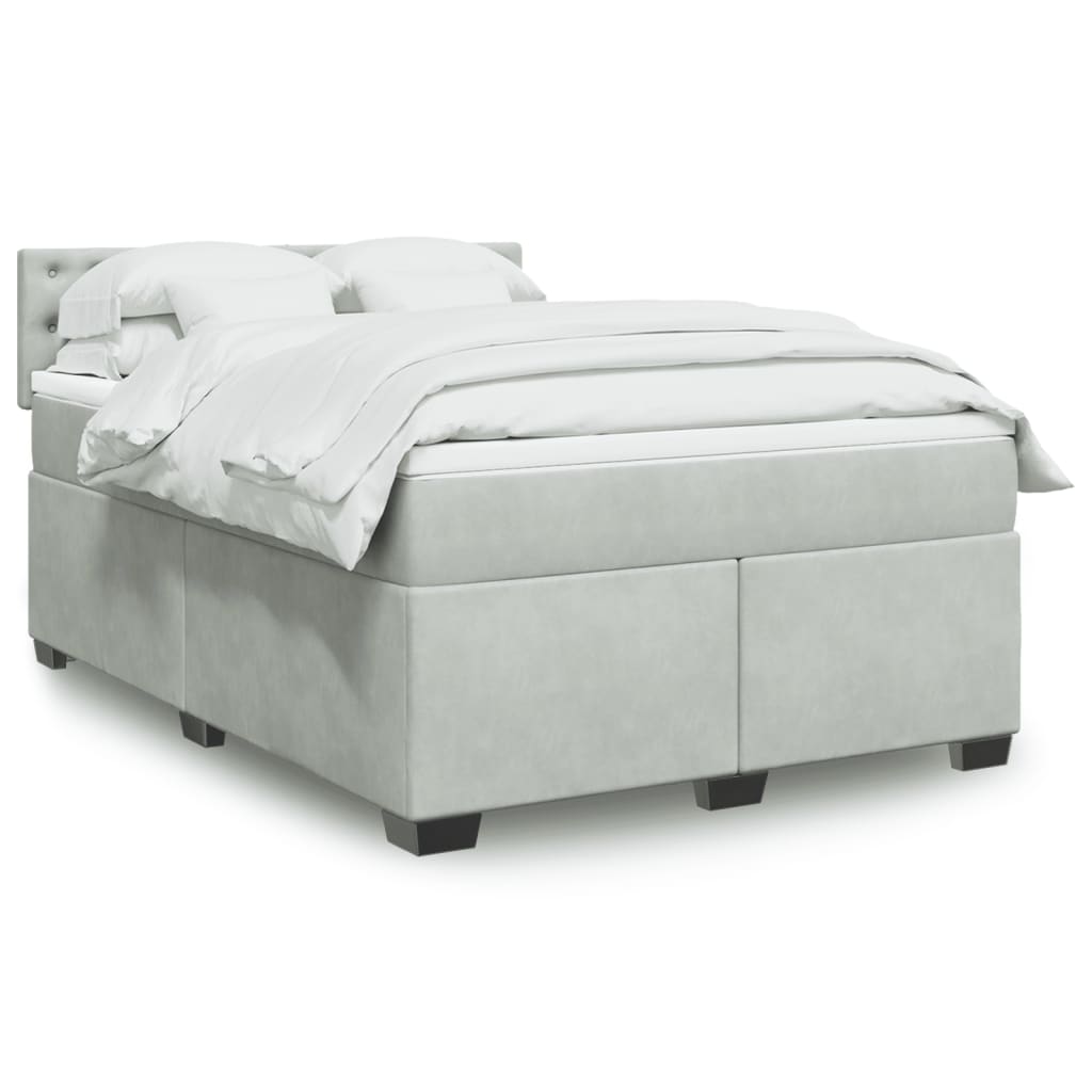 Giroletto a Molle con Materasso Grigio Chiaro 160x200cm Velluto