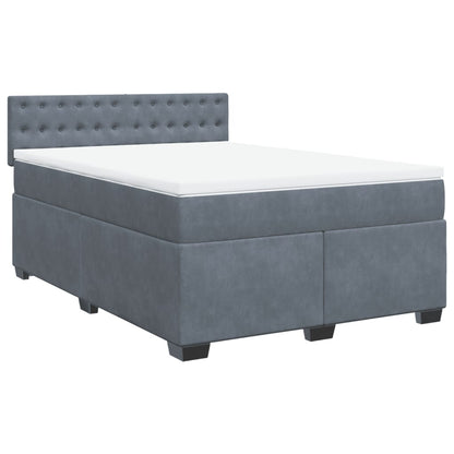 Giroletto a Molle con Materasso Grigio Scuro 160x200 cm Velluto