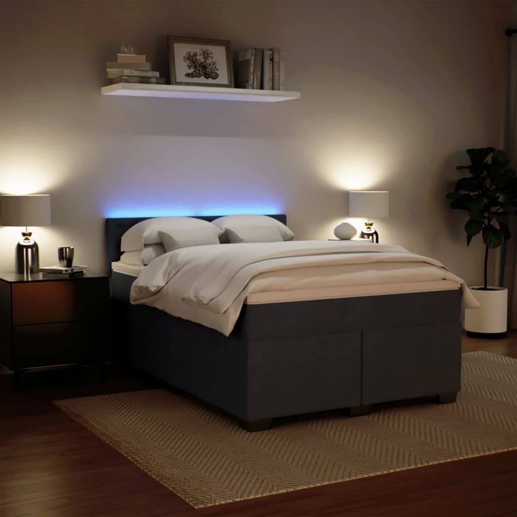 Giroletto a Molle con Materasso Grigio Scuro 160x200 cm Velluto