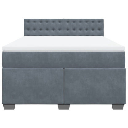Giroletto a Molle con Materasso Grigio Scuro 160x200 cm Velluto