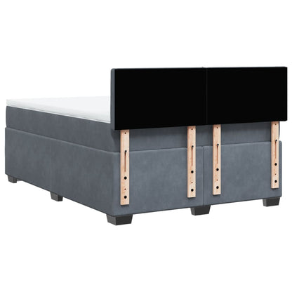 Giroletto a Molle con Materasso Grigio Scuro 160x200 cm Velluto