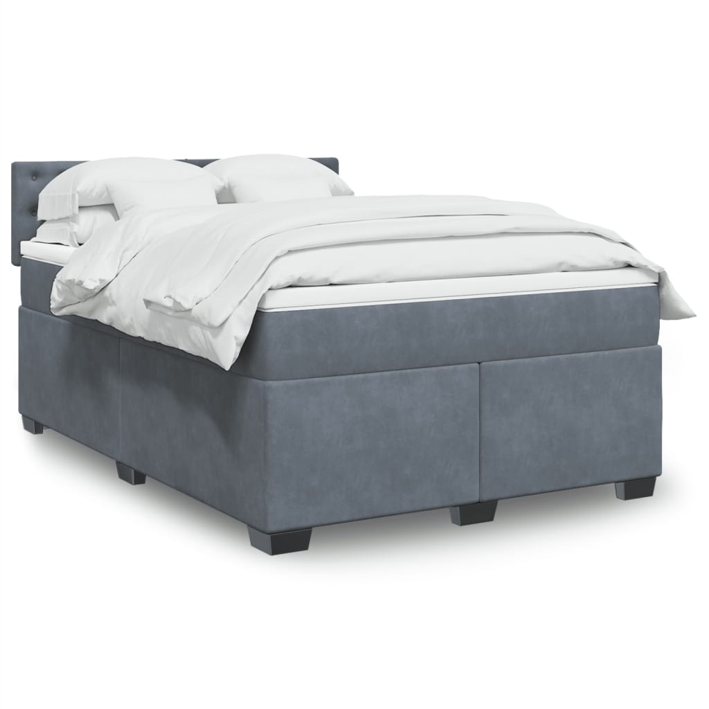 Giroletto a Molle con Materasso Grigio Scuro 160x200 cm Velluto