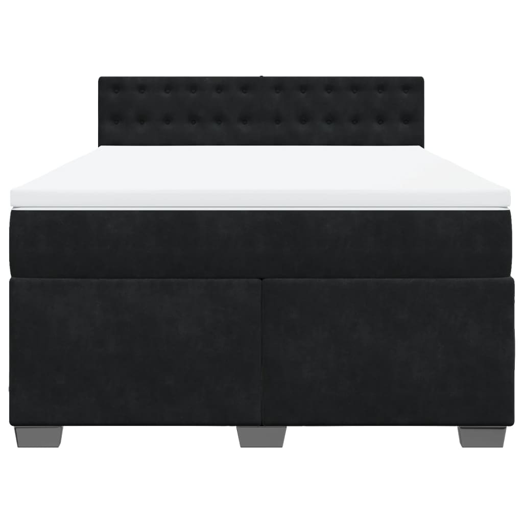 Giroletto a Molle con Materasso Nero 160x200 cm in Velluto