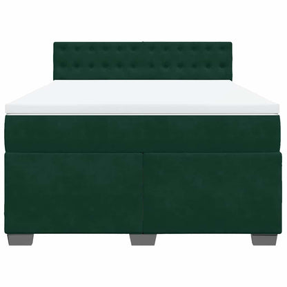 Giroletto a Molle con Materasso Verde Scuro 160x200 cm Velluto