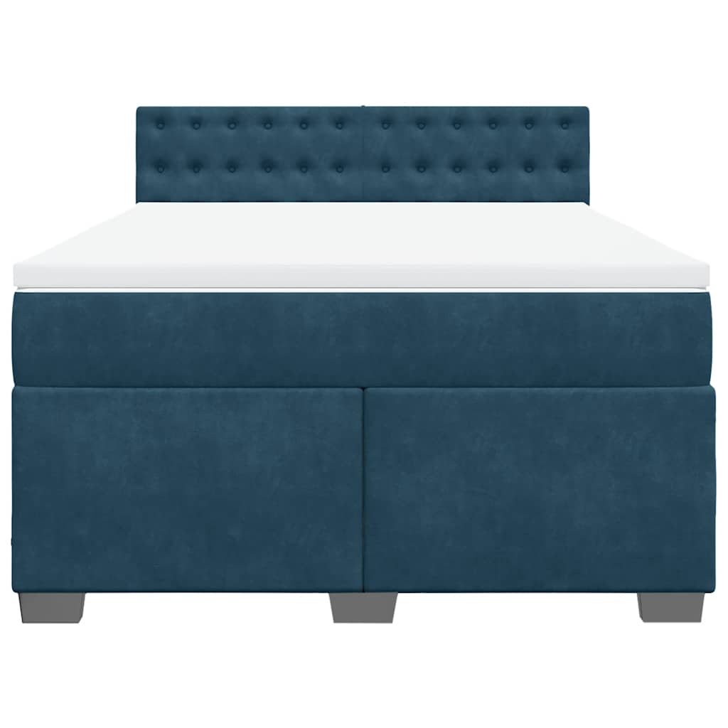 Giroletto a Molle con Materasso Blu 160x200 cm in Velluto