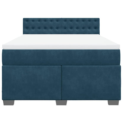 Giroletto a Molle con Materasso Blu 160x200 cm in Velluto