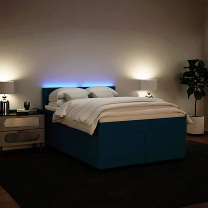 Giroletto a Molle con Materasso Blu 160x200 cm in Velluto