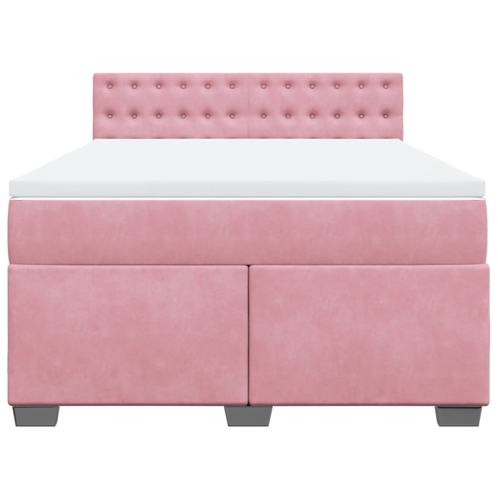 Giroletto a Molle con Materasso Rosa 160x200 cm in Velluto