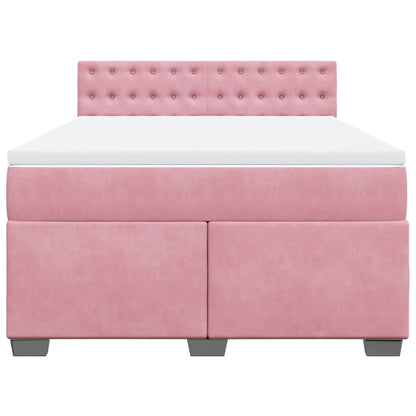 Giroletto a Molle con Materasso Rosa 160x200 cm in Velluto