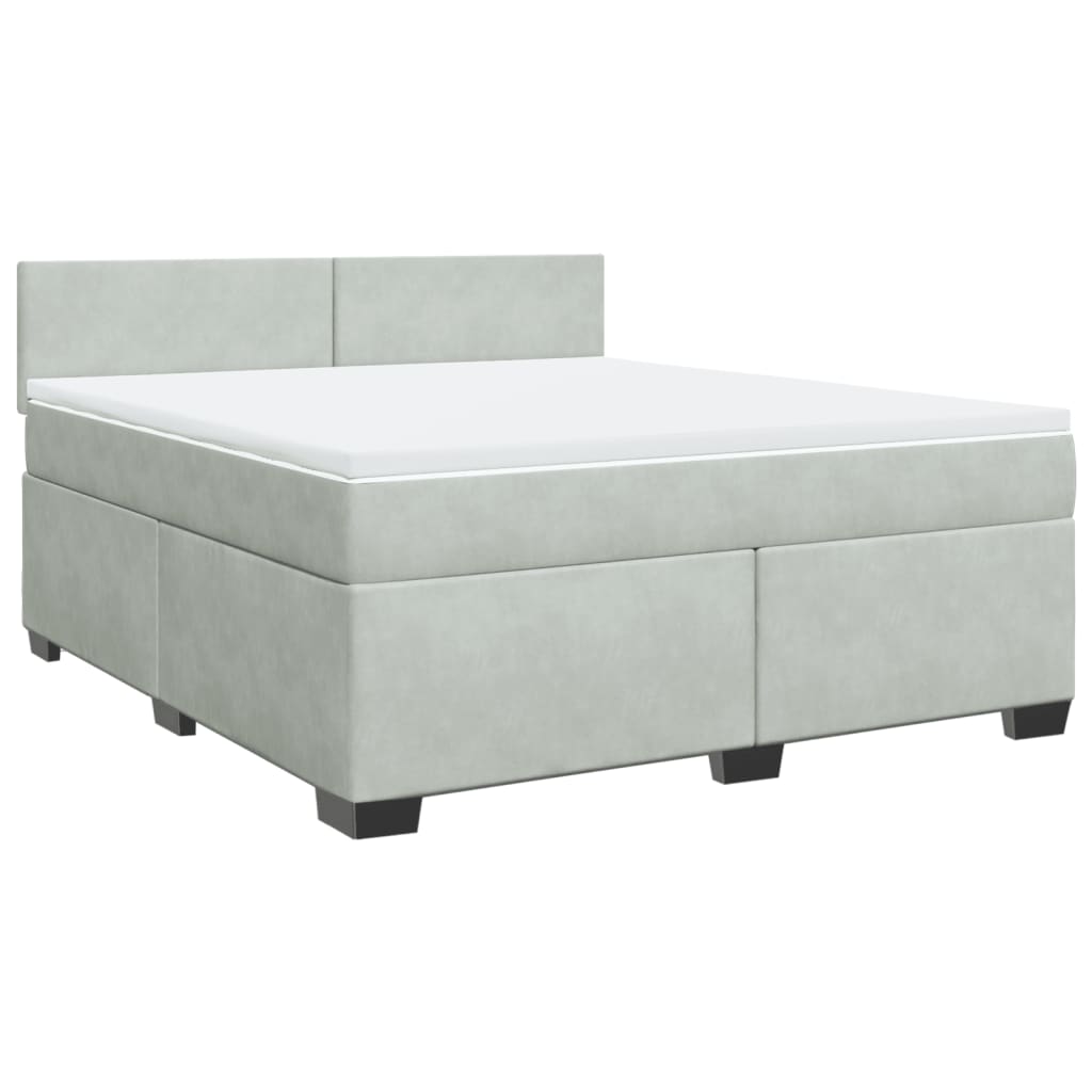 Giroletto a Molle con Materasso Grigio Chiaro 180x200cm Velluto