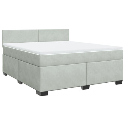 Giroletto a Molle con Materasso Grigio Chiaro 180x200cm Velluto