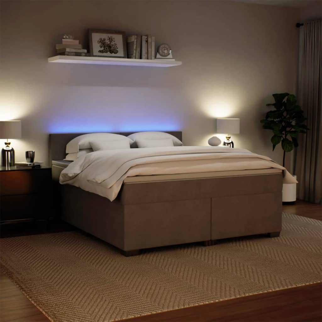 Giroletto a Molle con Materasso Grigio Chiaro 180x200cm Velluto