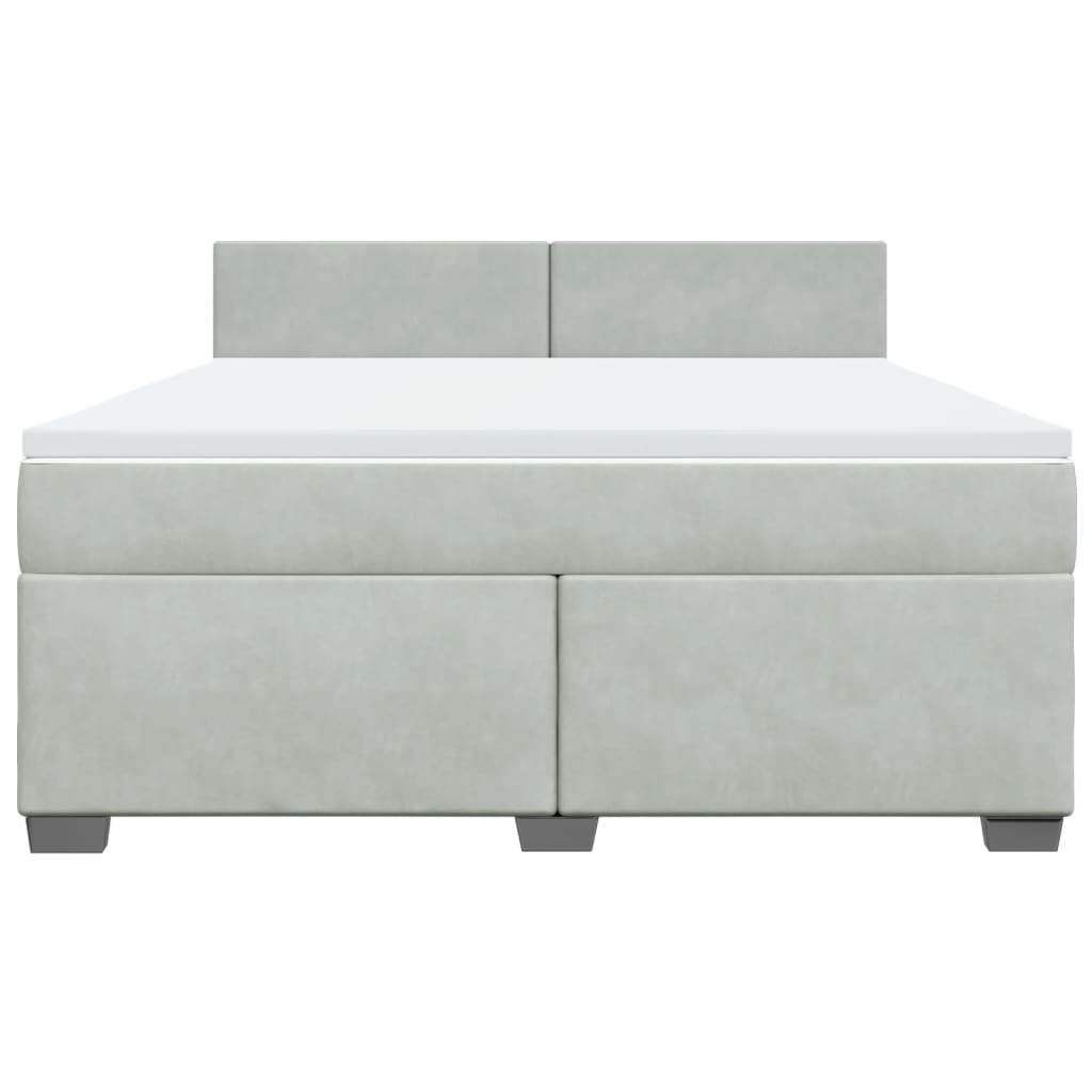Giroletto a Molle con Materasso Grigio Chiaro 180x200cm Velluto