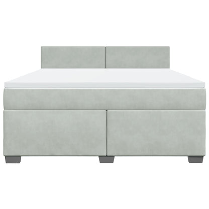 Giroletto a Molle con Materasso Grigio Chiaro 180x200cm Velluto