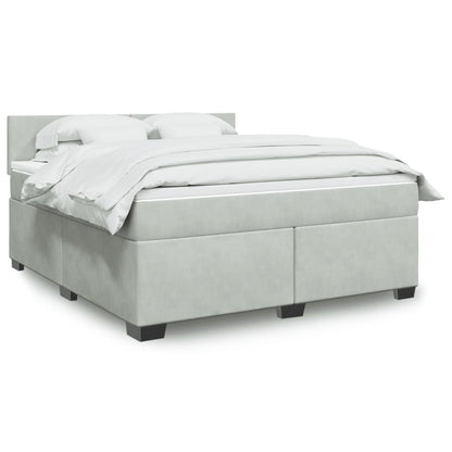 Giroletto a Molle con Materasso Grigio Chiaro 180x200cm Velluto