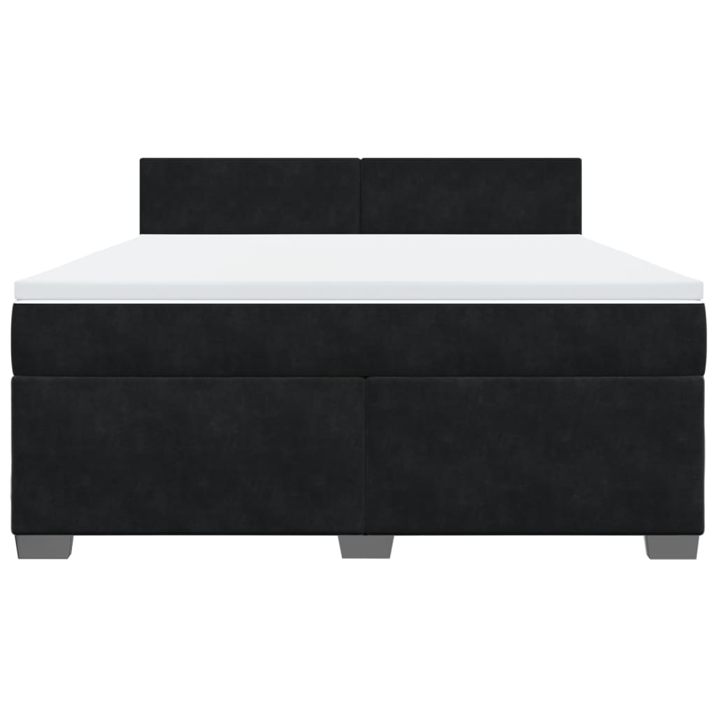Giroletto a Molle con Materasso Nero 180x200 cm in Velluto