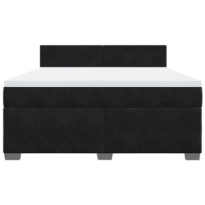 Giroletto a Molle con Materasso Nero 180x200 cm in Velluto