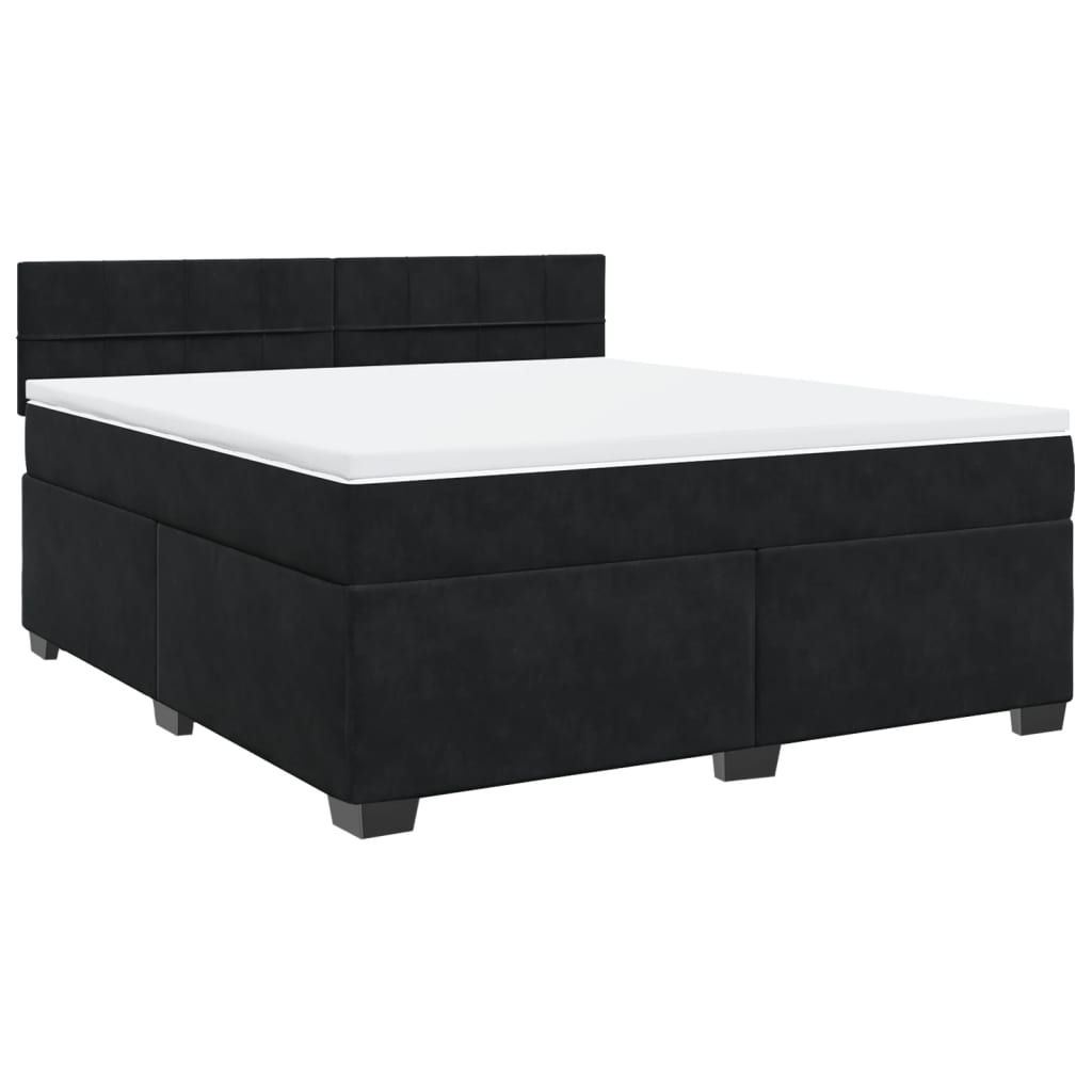 Giroletto a Molle con Materasso Nero 180x200 cm in Velluto