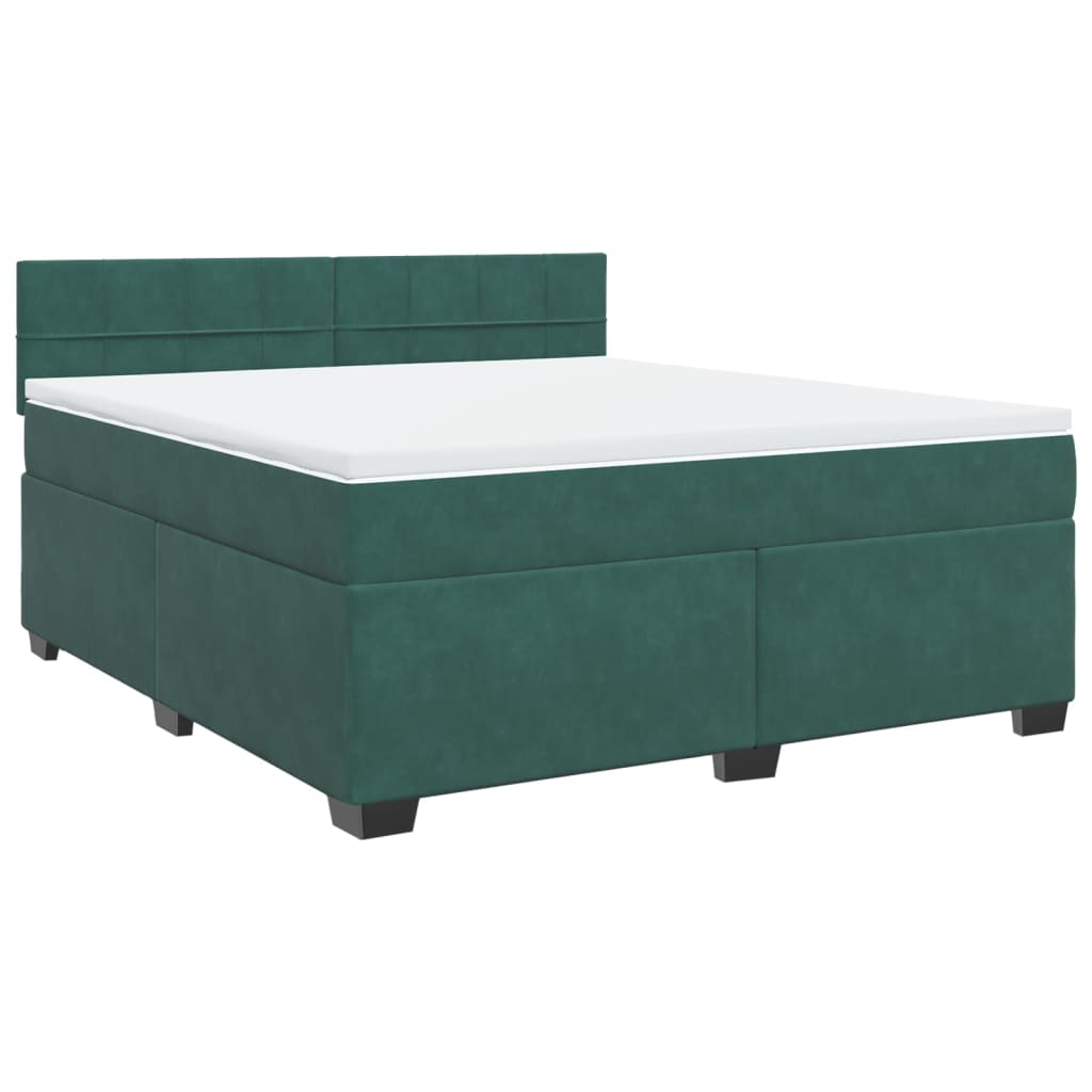 Giroletto a Molle con Materasso Verde Scuro 180x200 cm Velluto