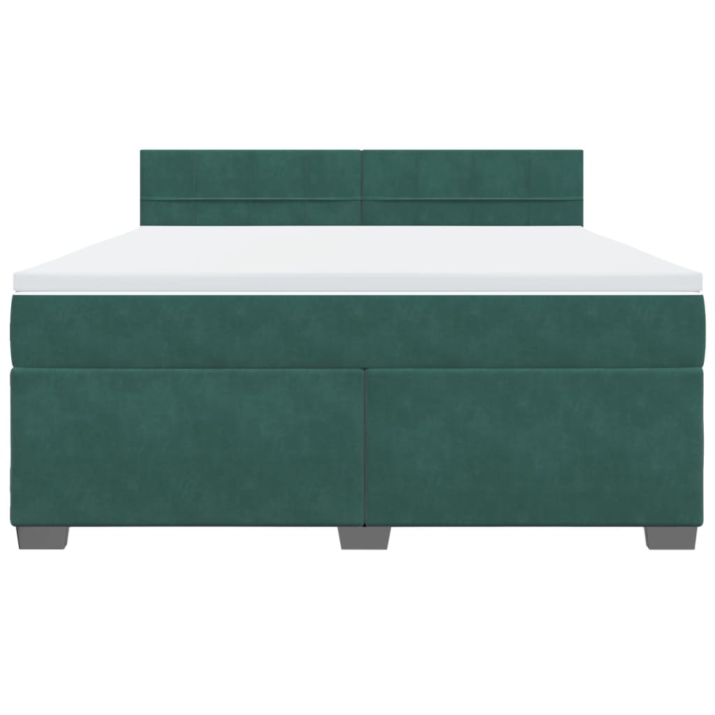 Giroletto a Molle con Materasso Verde Scuro 180x200 cm Velluto