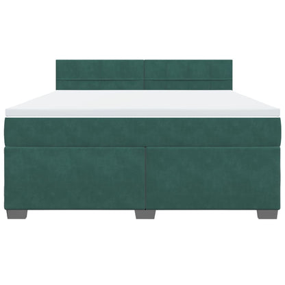 Giroletto a Molle con Materasso Verde Scuro 180x200 cm Velluto