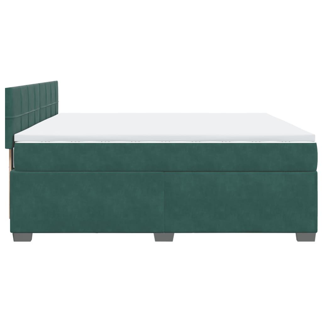 Giroletto a Molle con Materasso Verde Scuro 180x200 cm Velluto