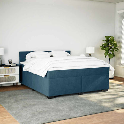 Giroletto a Molle con Materasso Blu 180x200 cm in Velluto