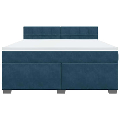 Giroletto a Molle con Materasso Blu 180x200 cm in Velluto