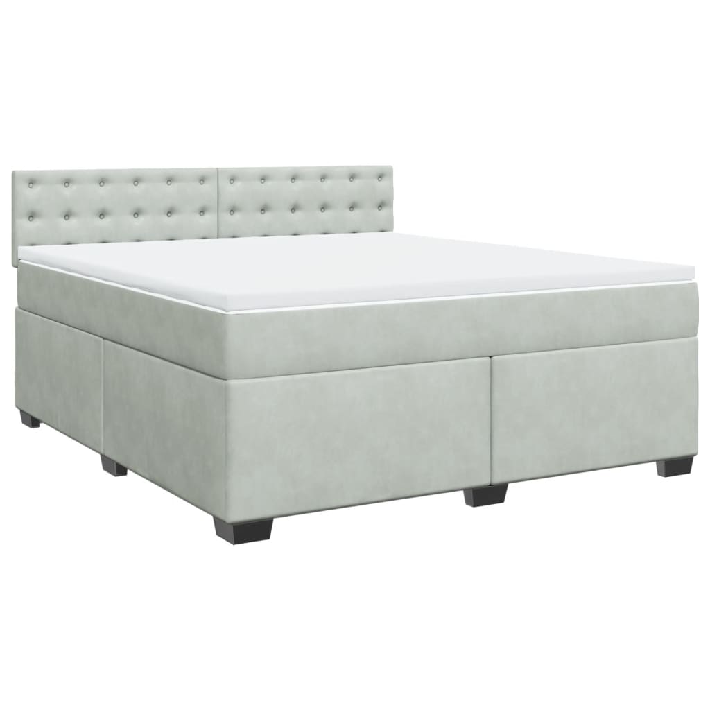 Giroletto a Molle con Materasso Grigio Chiaro 180x200cm Velluto