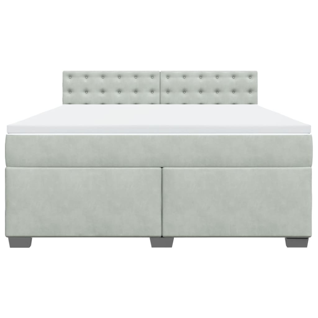 Giroletto a Molle con Materasso Grigio Chiaro 180x200cm Velluto