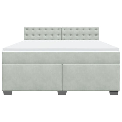 Giroletto a Molle con Materasso Grigio Chiaro 180x200cm Velluto