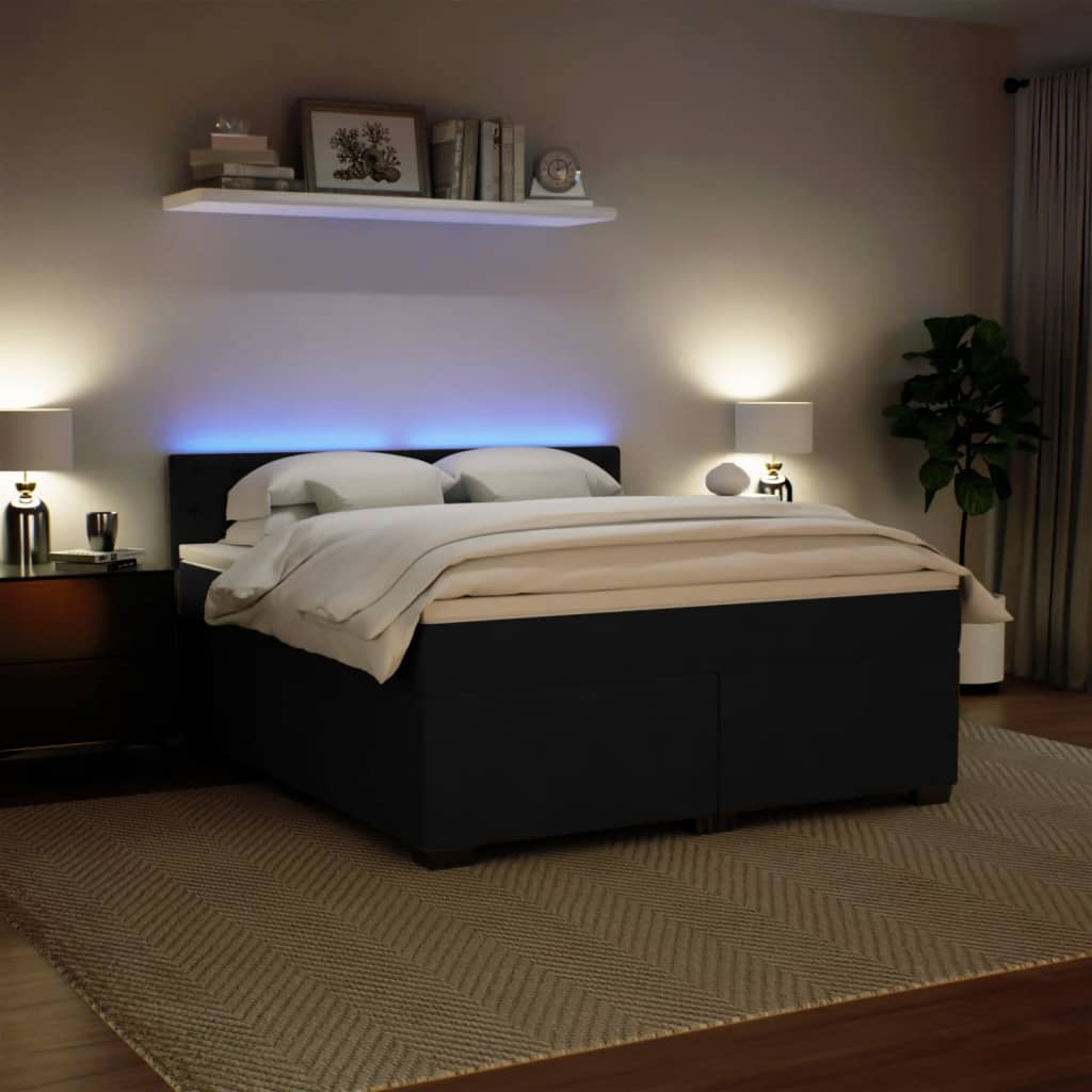 Giroletto a Molle con Materasso Nero 180x200 cm in Velluto