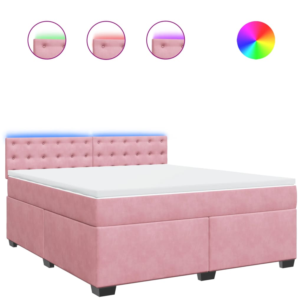 Giroletto a Molle con Materasso Rosa 180x200 cm in Velluto